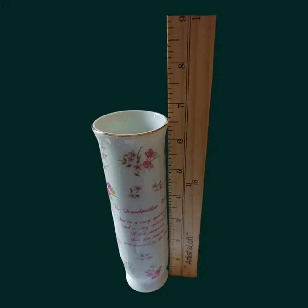 Russ fine porcelain cylinder vase for grandmother wt love